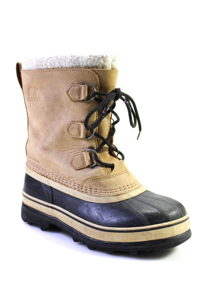Sorel Womens Suede Rubber Lined Lace Up Snow Boots Beige Size 5