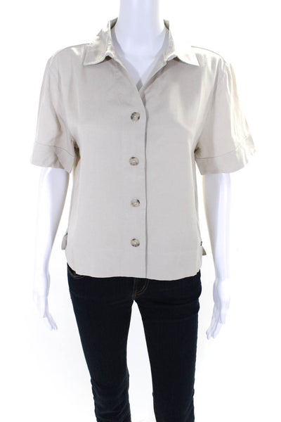 Cozy Earth Women's Comfort Short Sleeve Button Down - Sand - S