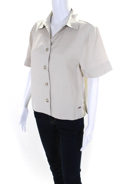 Cozy Earth Women's Comfort Short Sleeve Button Down - Sand - S