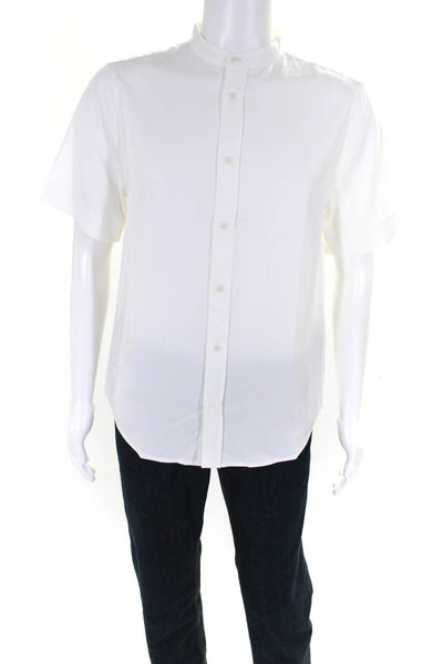 Cozy Earth Mens Cozy Earth Coastal Comfort Mock Neck Short Sleeve Button Down Wh