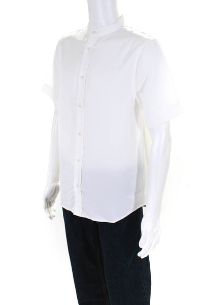 Cozy Earth Mens Cozy Earth Coastal Comfort Mock Neck Short Sleeve Button Down Wh