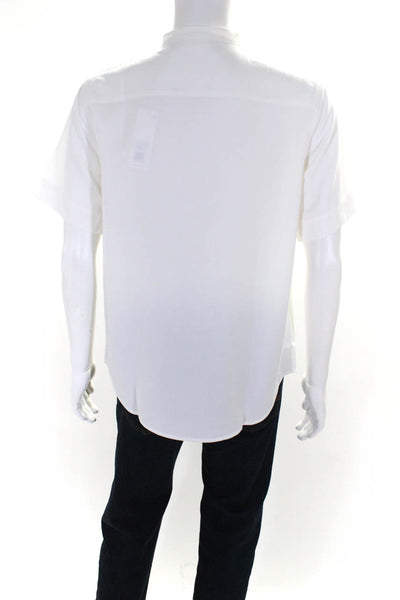 Cozy Earth Mens Cozy Earth Coastal Comfort Mock Neck Short Sleeve Button Down Wh