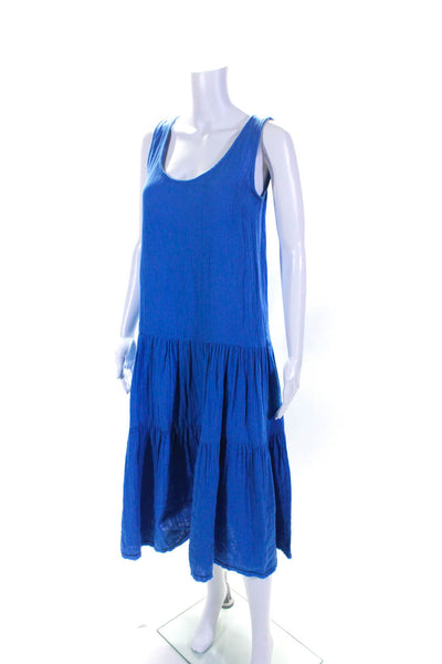 Lilla P Womens Cobalt Blue Scoop Neck Sleeveless A-Line Tiered Dress Size XS