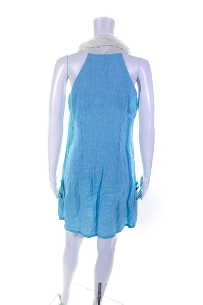 Sartoria Saracena Womens Light Blue Drape Neck Sleeveless Shirt Dress Size S