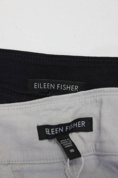 Eileen Fisher Womens Zipper Fly Linen Bermuda Shorts Navy Gray Size 10 Lot 2
