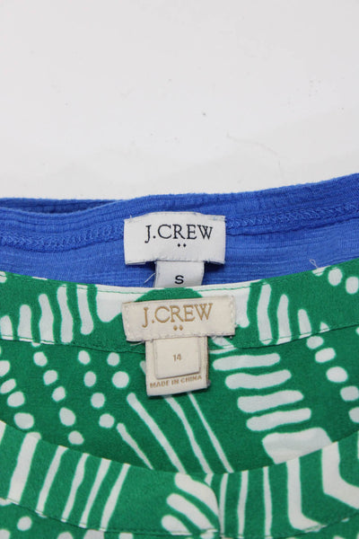 J Crew Womens Knit Tee Shirt Printed Top Blue Green White Size Small 14 Lot 2