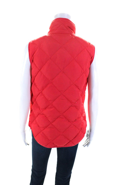 J Crew Womens Front Zip Mock Neck Down Quilted Vest Jacket Pink Size Small