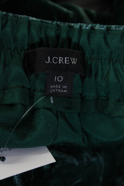 J Crew Womens Elastic Waistband Straight Leg Velvet Pants Green Size 10