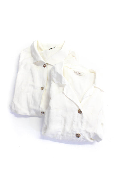 Vitamin Kleen Womens Long Sleeve Button Up Blouse Top White Size L Lot 2