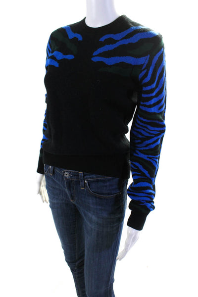 Torn by Ronny Kobo Womens Crew Neck Long Sleeves Sweater Black Blue Size Small
