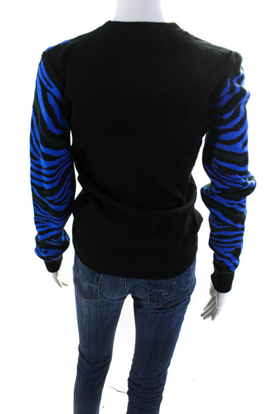 Torn by Ronny Kobo Womens Crew Neck Long Sleeves Sweater Black Blue Size Small