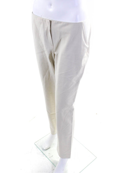 Armani Collezioni Womens Slim Leg Dress Trousers Beige Cotton Size 8