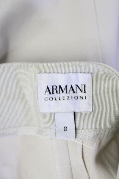 Armani Collezioni Womens Slim Leg Dress Trousers Beige Cotton Size 8