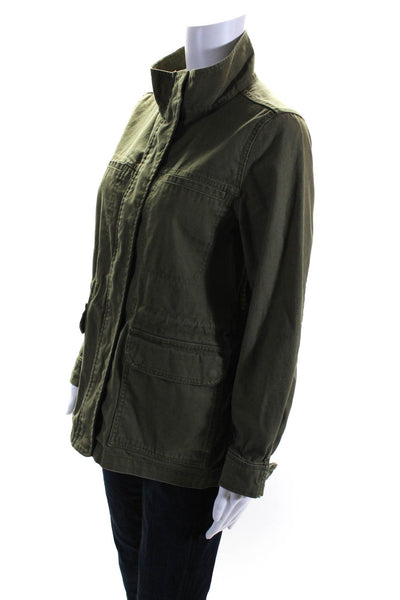 Madewell Womens Collared Long Sleeved Snap Closure Zippered Jacket Green Size S