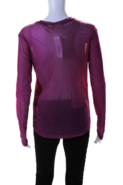 Dries Van Noten Womens Scoop Neck Mesh Tie Dyed Shirt Purple Size Medium