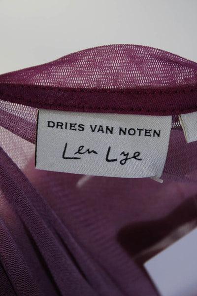 Dries Van Noten Womens Scoop Neck Mesh Tie Dyed Shirt Purple Size Medium