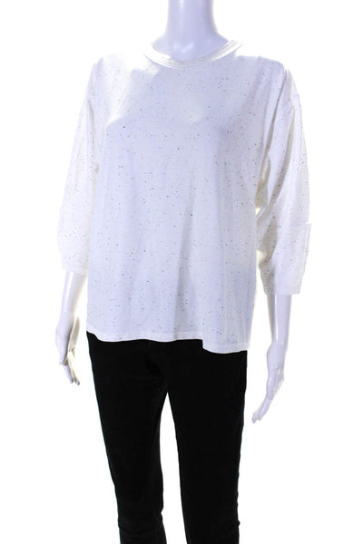 Lululemon Womens Short Sleeve Crew Neck Speckled Tee Shirt White Size 8