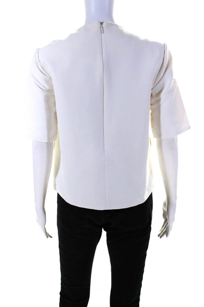 Gucci Womens Short Sleeve Square Neck Pocket Front Shirt White Cotton Size IT 42