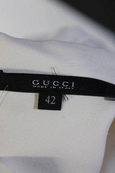 Gucci Womens Short Sleeve Square Neck Pocket Front Shirt White Cotton Size IT 42