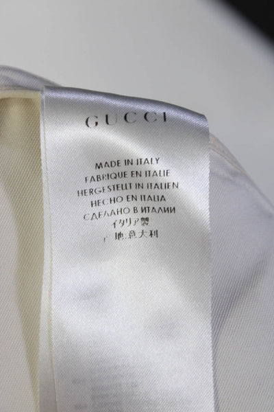 Gucci Womens Short Sleeve Square Neck Pocket Front Shirt White Cotton Size IT 42