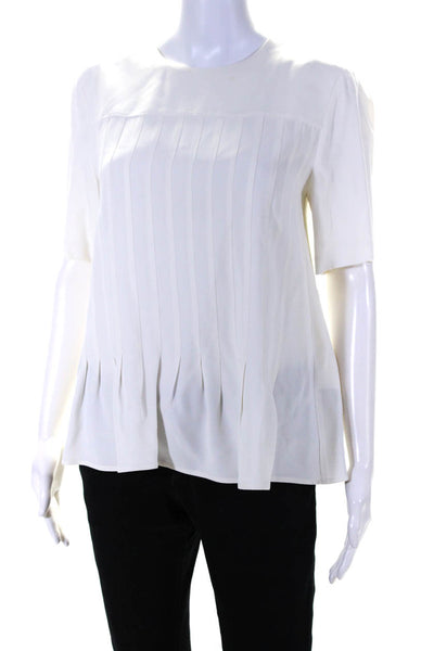 Belstaff Womens Back Zip Short Sleeve Crew Neck Oversized Shirt White Size IT 40