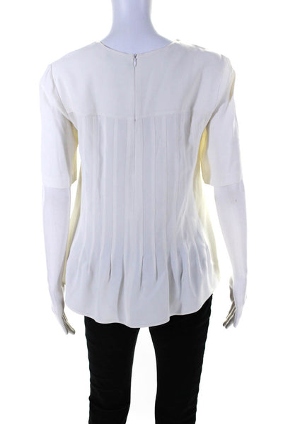 Belstaff Womens Back Zip Short Sleeve Crew Neck Oversized Shirt White Size IT 40