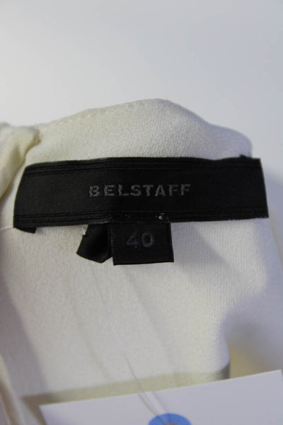 Belstaff Womens Back Zip Short Sleeve Crew Neck Oversized Shirt White Size IT 40