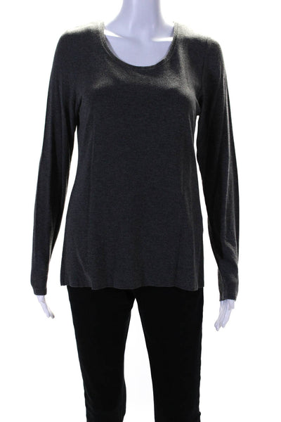 Eileen Fisher Womens Long Sleeve Crew Neck Tee Shirt Sweater Gray Size Medium