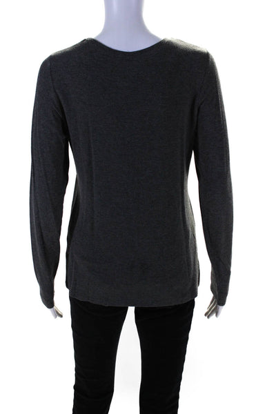 Eileen Fisher Womens Long Sleeve Crew Neck Tee Shirt Sweater Gray Size Medium