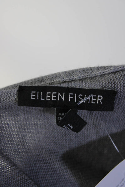 Eileen Fisher Womens Round Hem Crew Neck Tunic Sweater Gray Wool Size Small