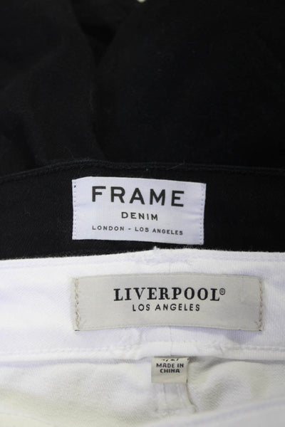 Frame Denim Liverpool Womens Garco Crop Eco Jeans Black White Size 27 Lot 2