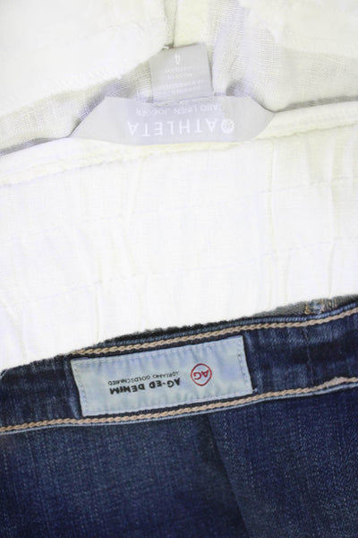 Athleta Adriano Goldschmied Womens Linen Pants Jeans White Blue Size 4 28 Lot 2