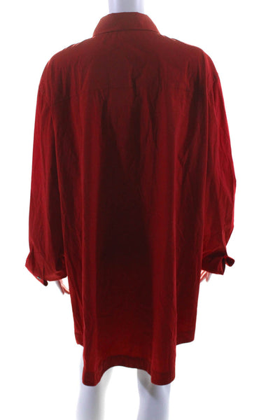 Lafayette 148 New York Women's Flare Button Down Shirt Dress Red Size 18