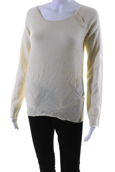 Calypso Saint Barth Women's Long Sleeves Pullover Cashmere Sweater Cream Size S