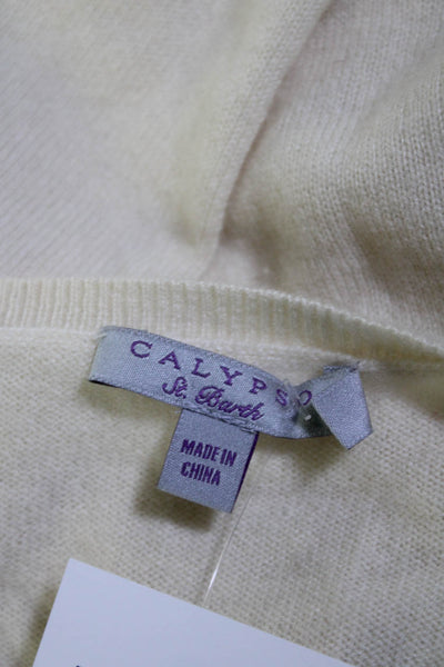 Calypso Saint Barth Women's Long Sleeves Pullover Cashmere Sweater Cream Size S