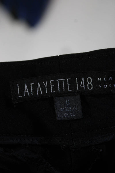 Lafayette 148 New York Womens Mid Rise Creased Wide Leg Dress Pants Black Size 6