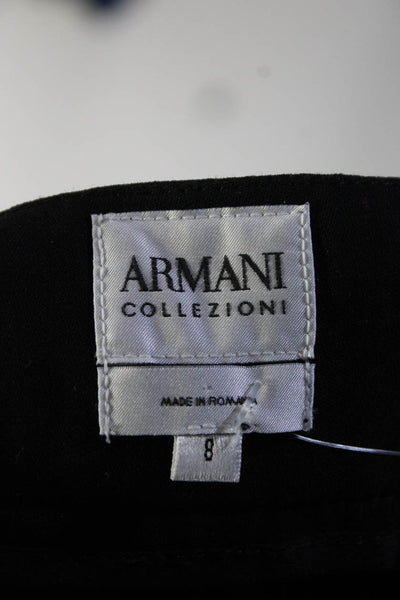 Armani Collezioni Womens Creased Wide Leg Dress Pants Black Size 8