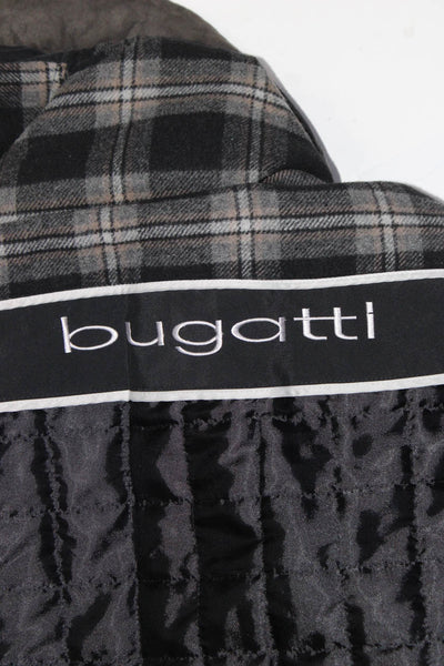 Bugatti Mens Solid Black Collar Full Zip Long Sleeve Coat Jacket Size 38R