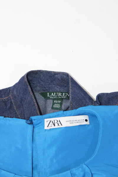 Lauren Ralph Lauren Zara Womens Denim Top Ruched Dress Blue Size XS Lot 2