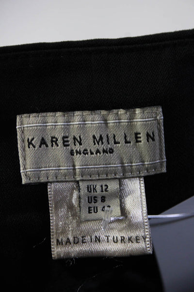 Karen Millen Womens Hook Closure Button Hem Straight Leg Dress Pant Black Size 8