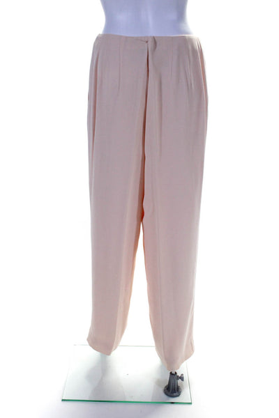 Linda Allard Ellen Tracy Womens High Waist Wide Leg Pants Light Pink Silk Size 6