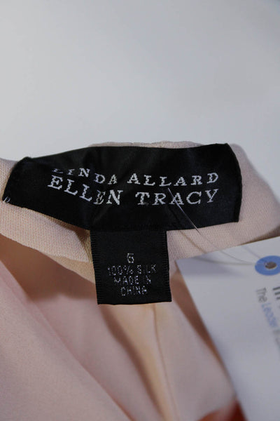 Linda Allard Ellen Tracy Womens High Waist Wide Leg Pants Light Pink Silk Size 6