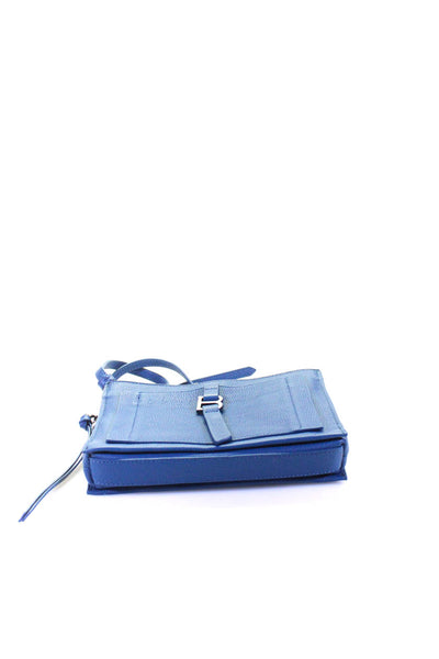 Botkier Womens Leather Snapped Buttoned Zippered Crossbody Handbag Blue