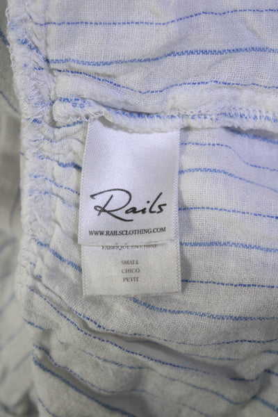 Rails Womens Linen Stripe Print Tiered Colorblock Tied Cut-Out Dress Blue Size S
