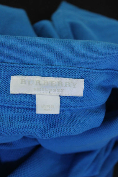 Burberry Brit Childrens Boys Long Sleeves Polo Shirt Blue Cotton Size 14