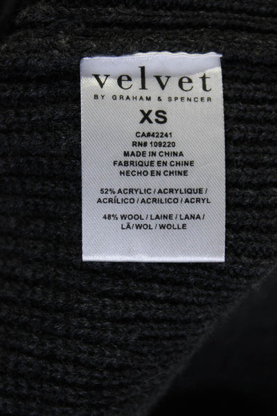 Velvet by Graham & Spencer Womens Button Up V-Neck Sweater Cardigan Gray Size XS