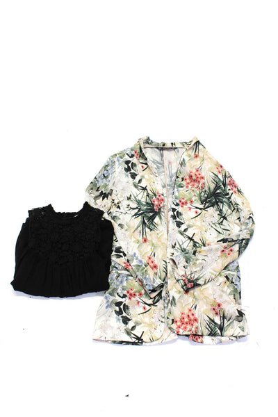 Zara Women's Round Neck Crochet Sleeveless Sheer Blouse Black Size S Lot 2