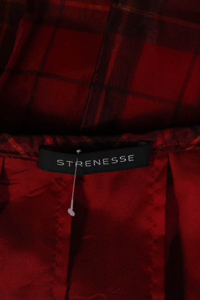 Strenesse Womens Plaid Pleated Knee Length A Line Skirt Red Size 2
