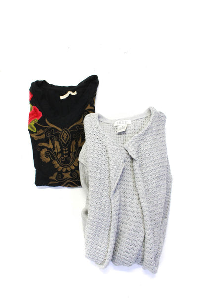 Barneys New York Caite Womens Cardigan Sweater Top Gray Black Size Small Lot 2