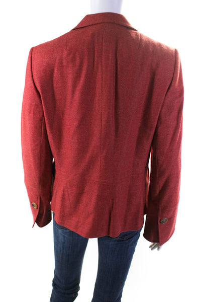 Akris x Bergdorf Goodman Womens Wool Buttoned Collar Darted Blazer Red Size 10